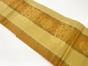 縞に草花模様織出し名古屋帯